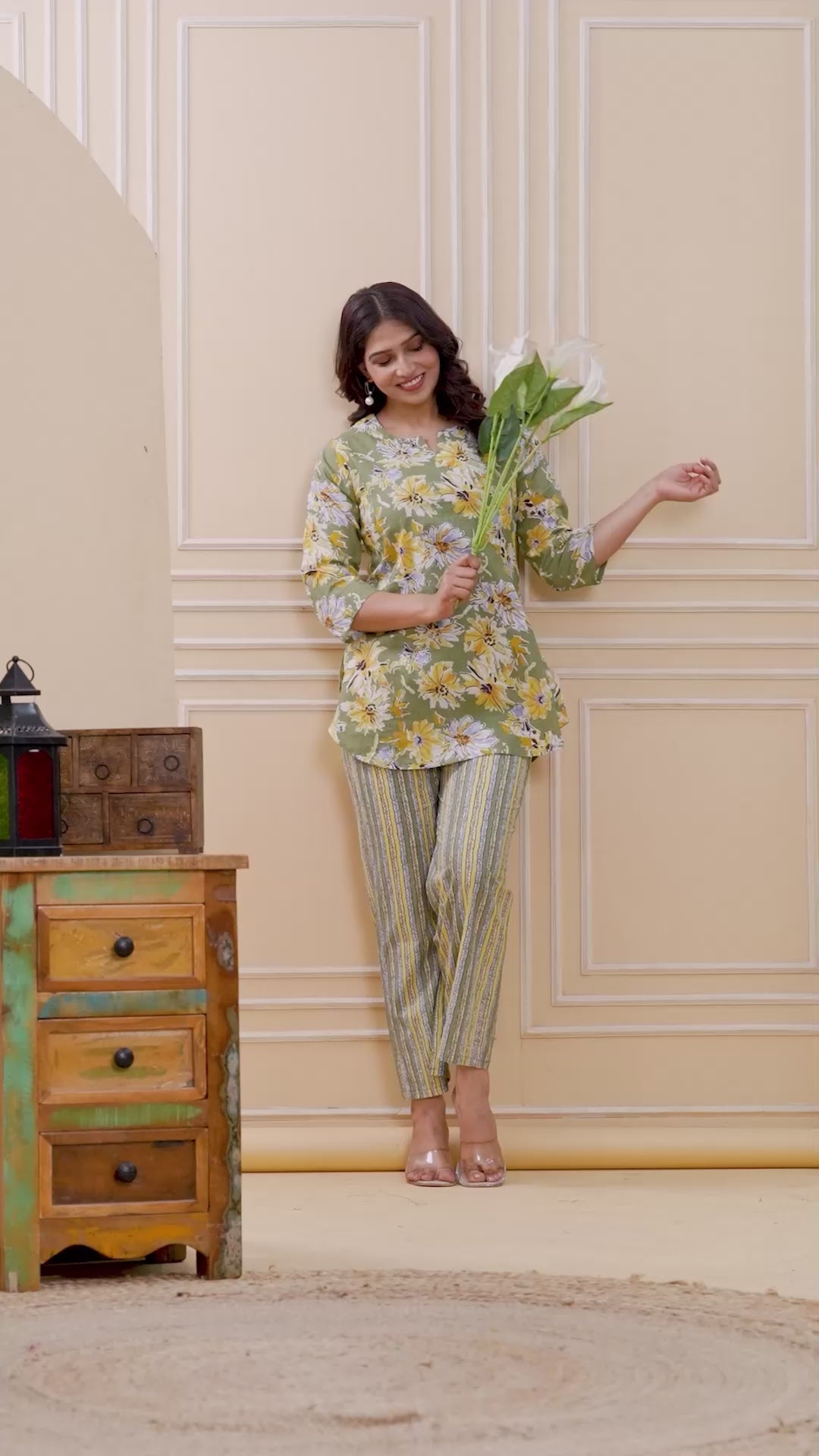 Blooming Green Floral Cotton Printed Co-ord Set